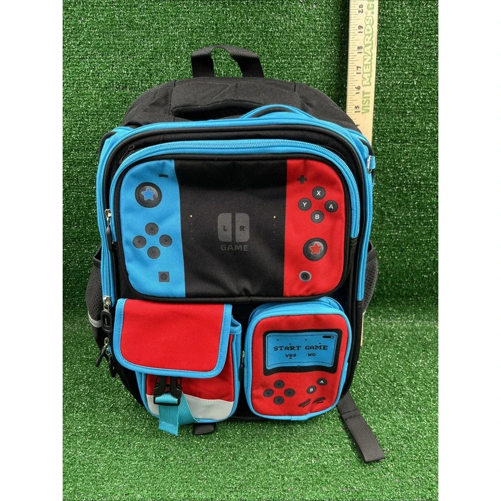 Gamer Backpack Pencil Pouch Soft Lunch Box 3 Piece Set Black Red Blue New